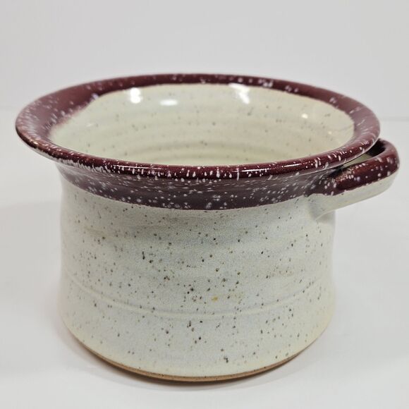 Vtg Stone Handcrafted Pottery Native Soup Bowl Cup Mug Cranberry White Speckled - Picture 12 of 12
